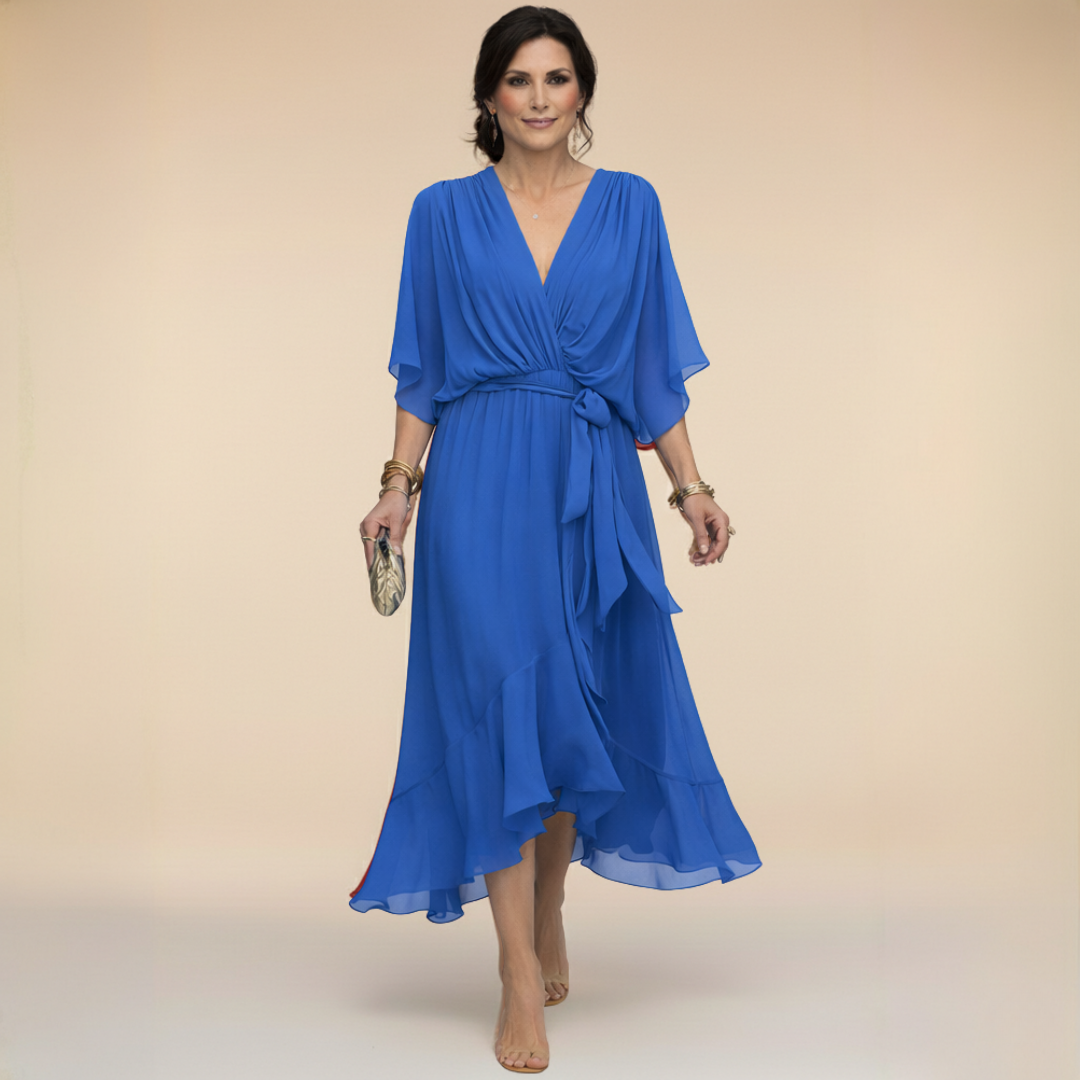 DELACROIX | Chiffon Dress with V-Neck