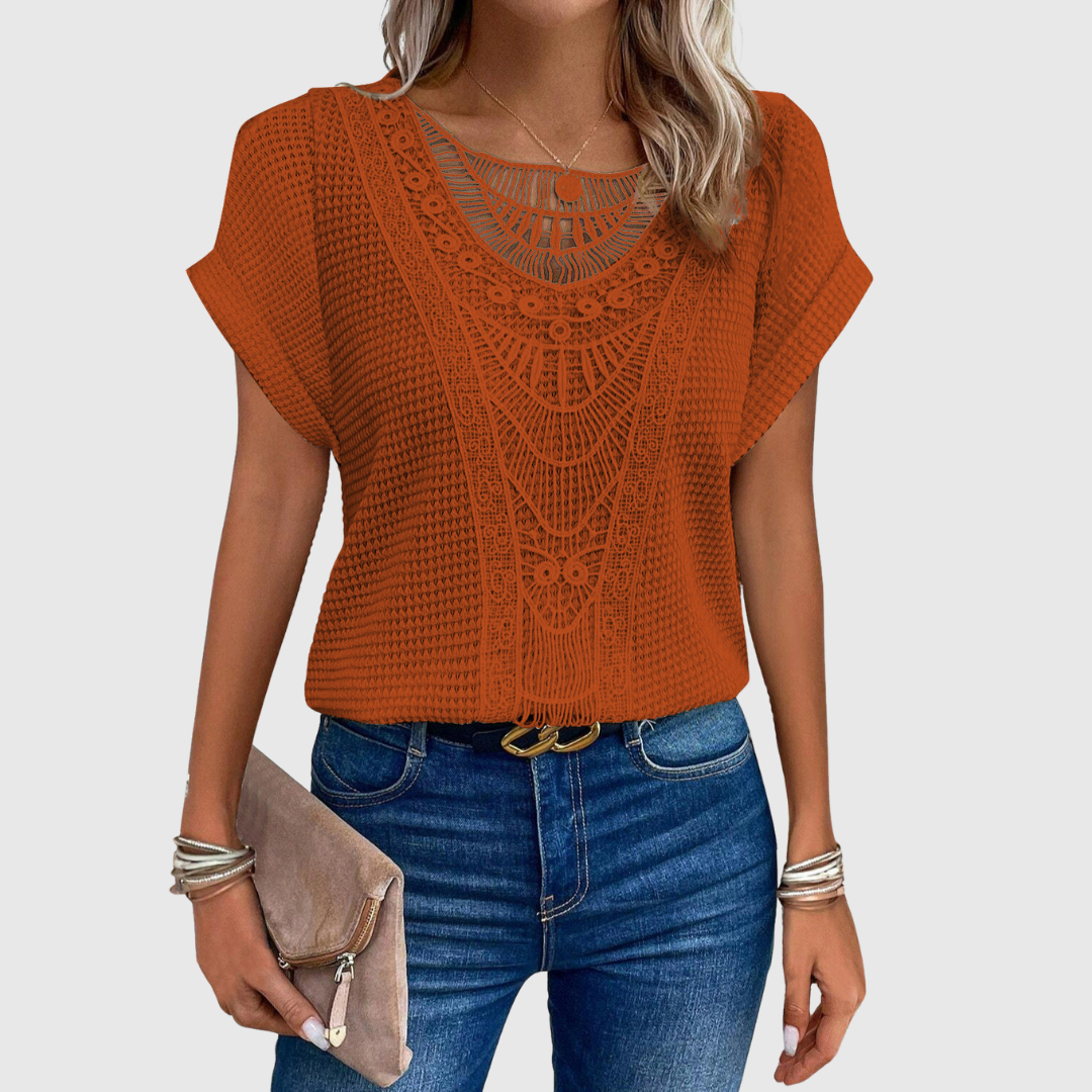 LUCINDA | LACE SHORT SLEEVE TOP