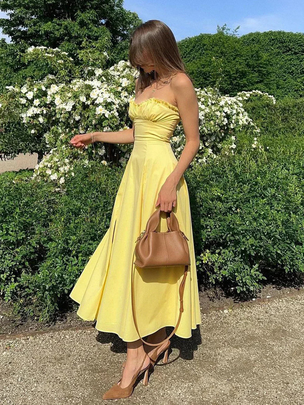 Loisa | Lemon Corset Fit Midi Dress