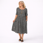 IRIS | SABLE SHORT-SLEEVE MIDI DRESS