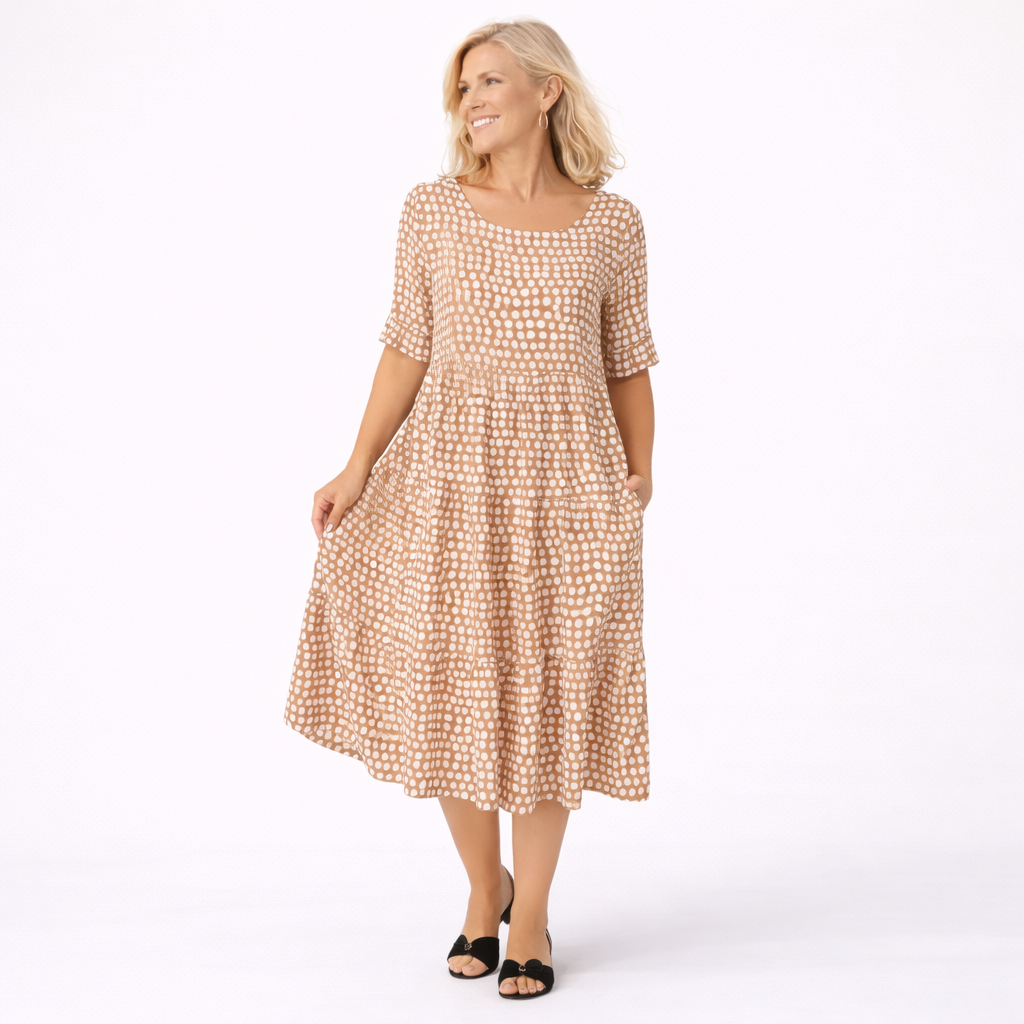 IRIS | SABLE SHORT-SLEEVE MIDI DRESS
