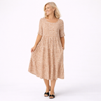 IRIS | SABLE SHORT-SLEEVE MIDI DRESS
