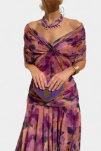 Florendra | Long Floral V Neck Dress