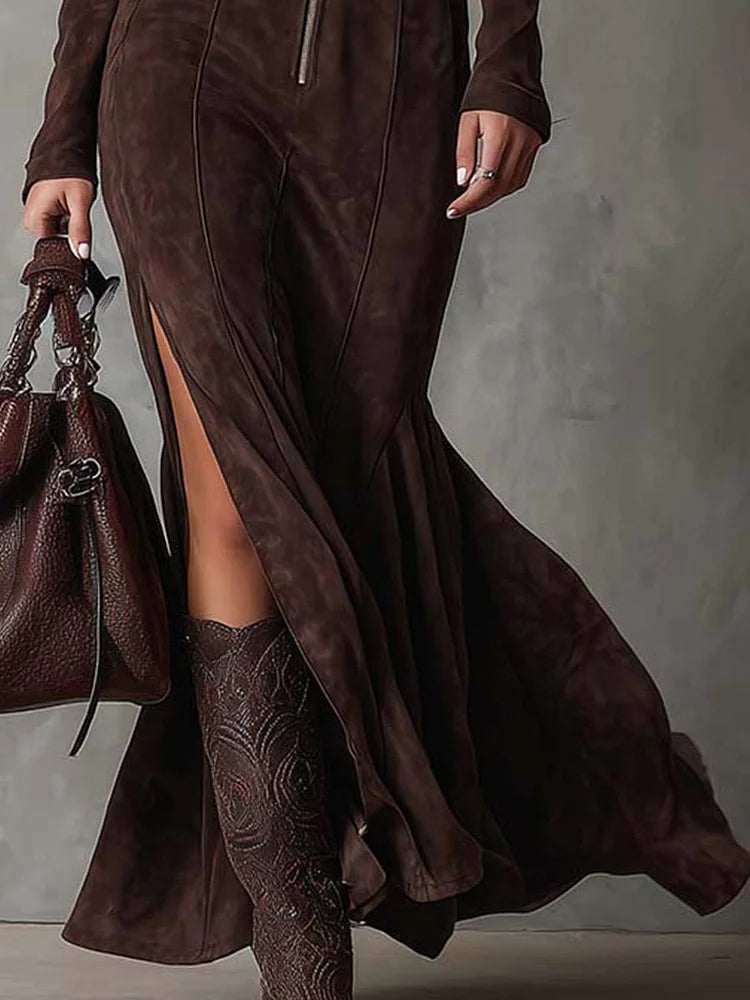 Rowan | Suede Maxi Dress