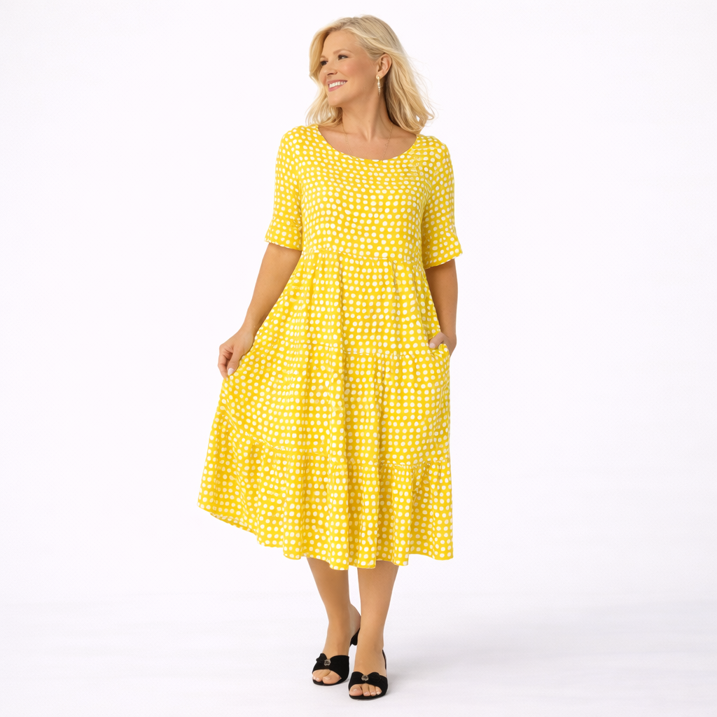 IRIS | SABLE SHORT-SLEEVE MIDI DRESS
