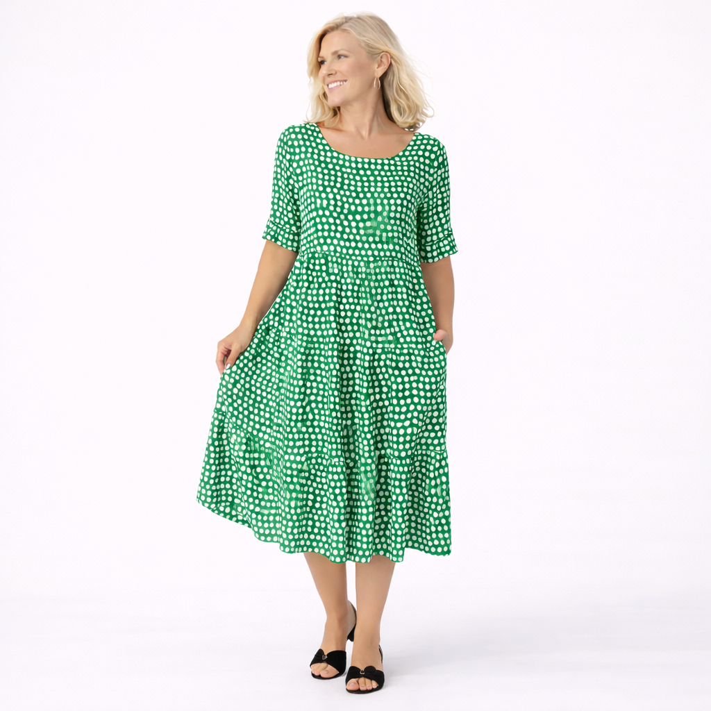 IRIS | SABLE SHORT-SLEEVE MIDI DRESS