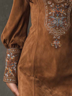 Viola | Embroidered Suede Mini Dress