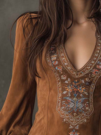 Viola | Embroidered Suede Mini Dress